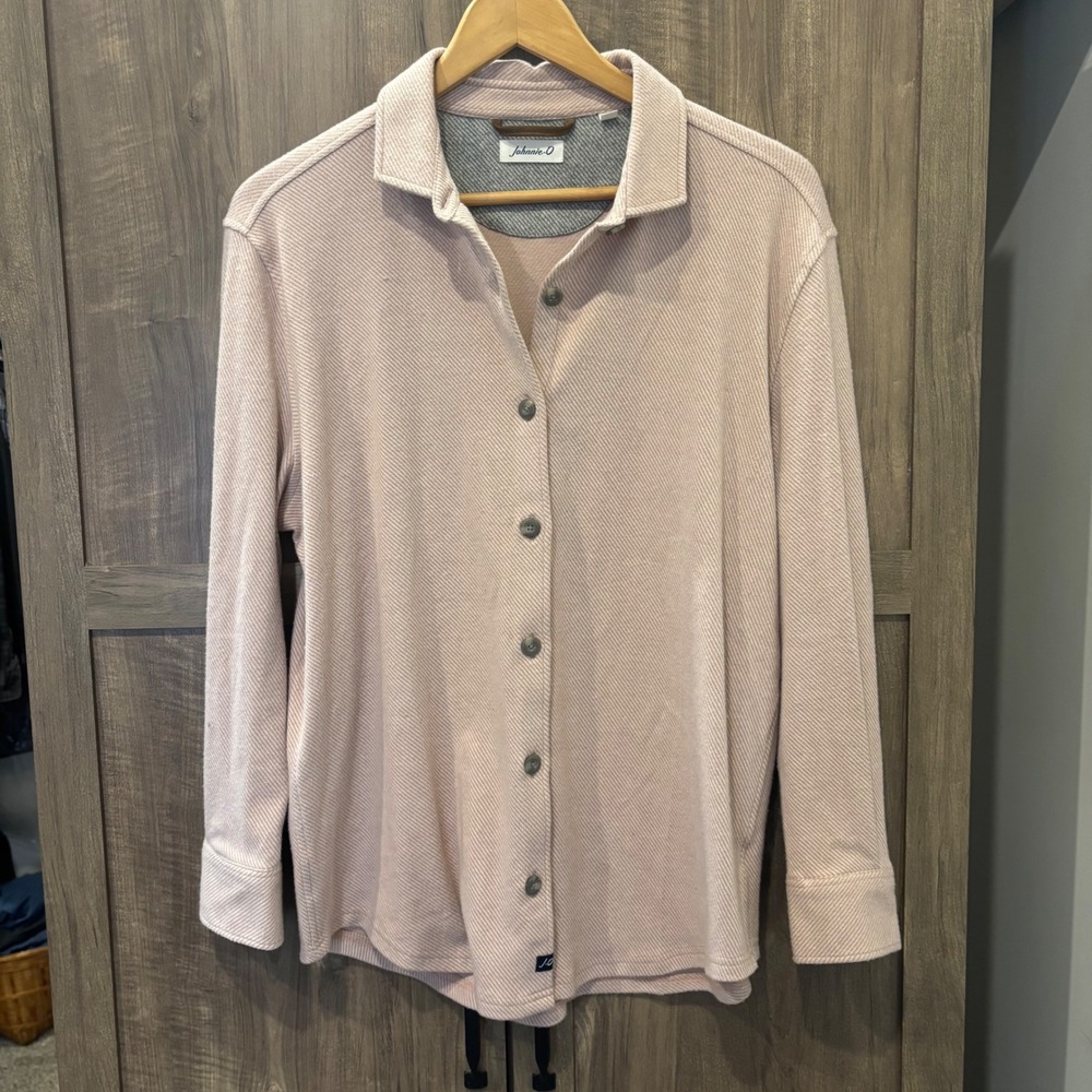 Johnnie-O Priscilla Button Down Shirt Ash Rose Pink Twill Women Small
